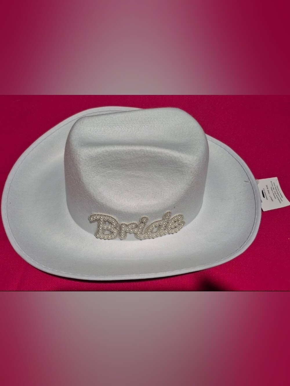 Bride Pearl-Embellished White Cowboy Hat